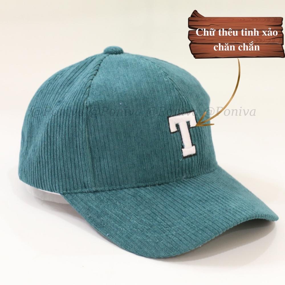 Mũ lưỡi trai ❤️ Nón kết thêu chữ T chất nhung tăm form unisex phong cách Ulzzang Thời trang PONIVA siêu hot