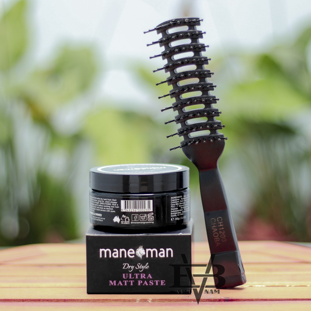 [Hàng Úc] Sáp vuốt tóc Mane Man Ultra Matt Paste 100g Australia + Tặng lược tạo kiểu Chaoba cao cấp