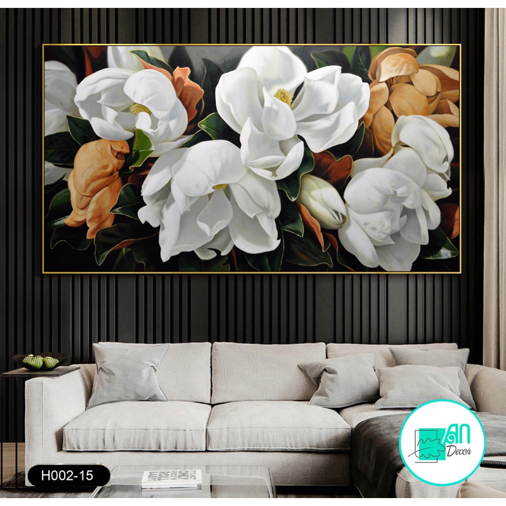 Tranh canvas treo tường hoa khổ ngang sang trọng H15- 90 x 50 cm