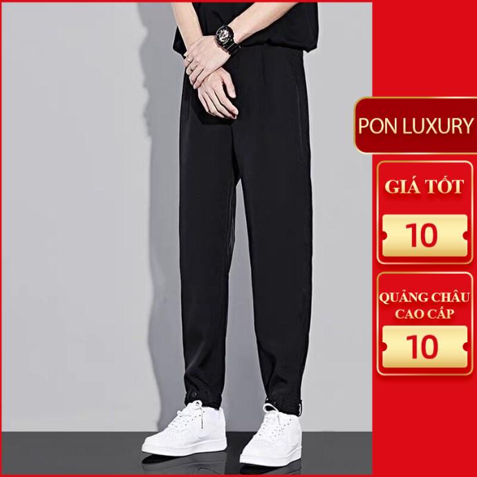 Quần âu nam ống rộng dáng baggy vải Hàn cao cấp màu trắng đen đẹp thoáng mát mặc hè ponluxury hà nội hcm