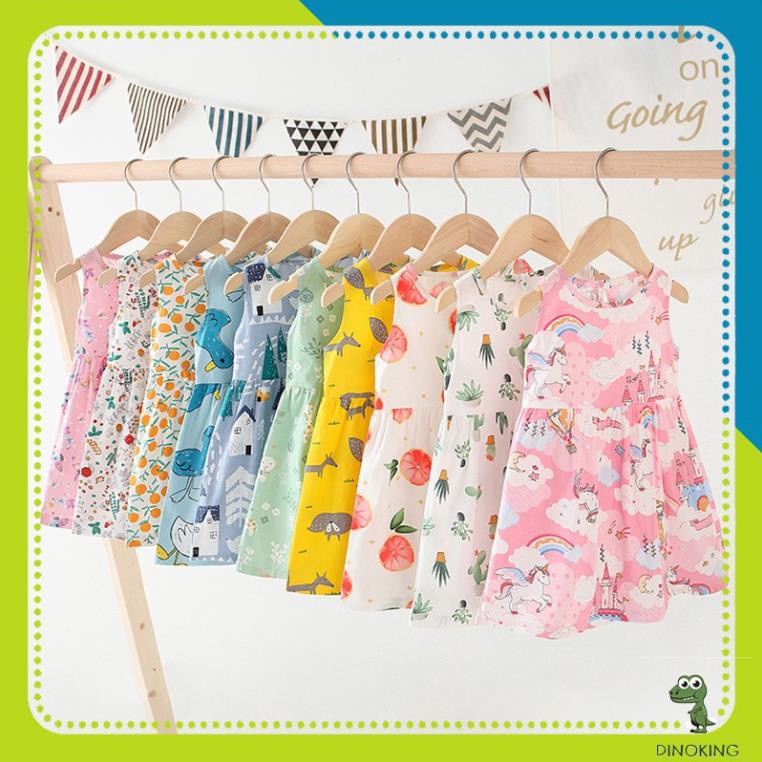 Đầm thun bé gái DINOKING Váy trẻ em mùa hè chất cotton hoa nhí đẹp xinh dễ thương cho bé 1 - 6 tuổi VA05 👗