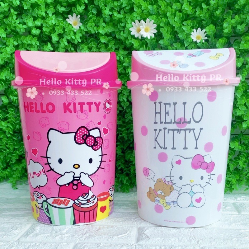 Thùng rác nắp lật Hello Kitty