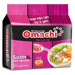 Combo 5 gói mì Omachi sườn hầm ngủ quả/riêu cua bắp bò