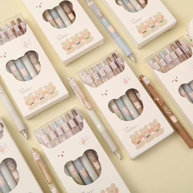 Lẻ 01 bút mực đầu bấm Pennie hoạt hình gấu thiết kế cute cho học sinh ghi chép