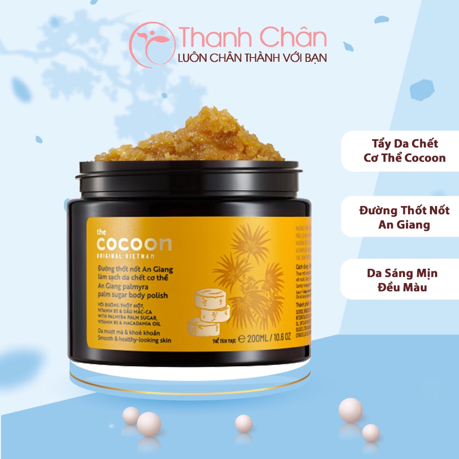 Tẩy da chết cơ thể đường Thốt Nốt An Giang Cocoon 200ml