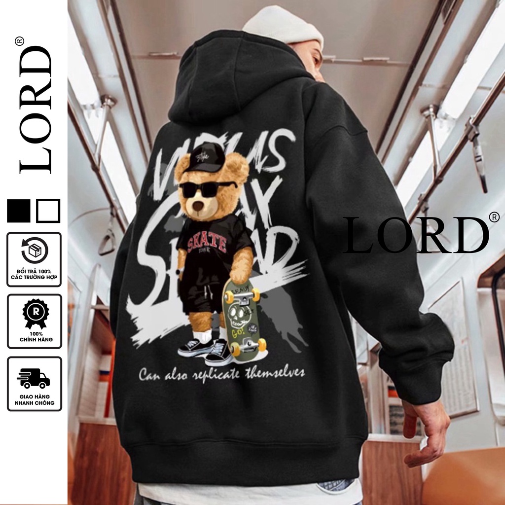 Áo Hoodie LORD Dáng Rộng In Hình Gấu Thời Trang Hip Hop Cá Tính LO004