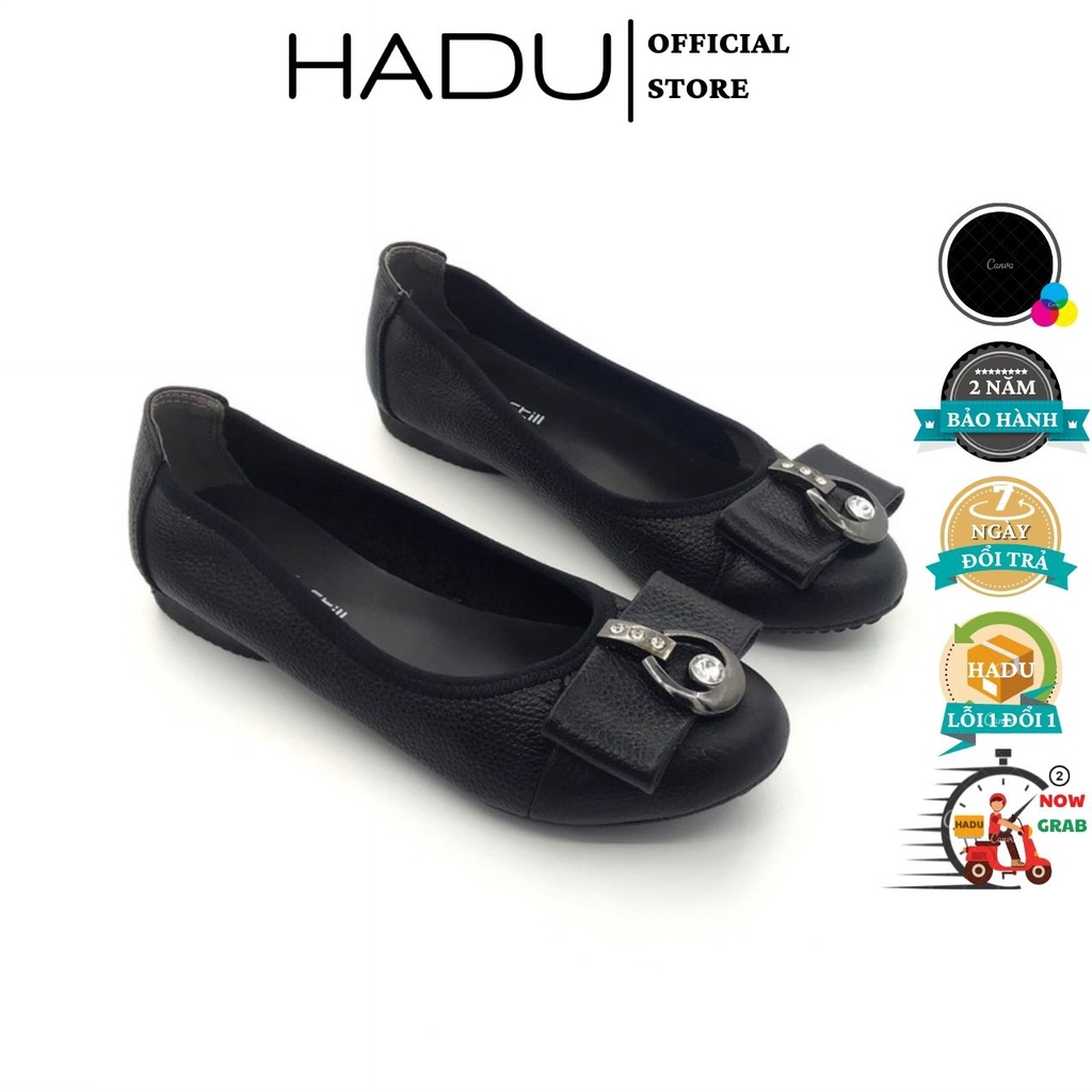 Giày búp bê da thật HADU G049 đế cao su, khoá các loại