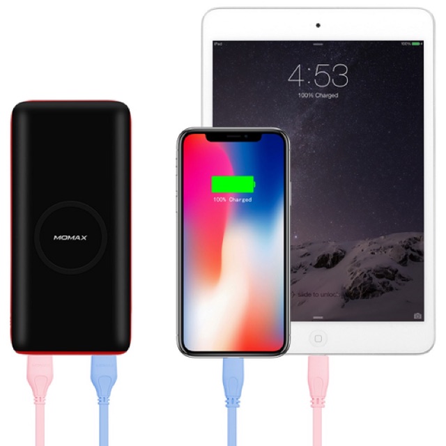 Sạc không dây kiêm pin dự phòng 10000 mAh Momax IP81W cho Iphone 8, iphone X, Note 8