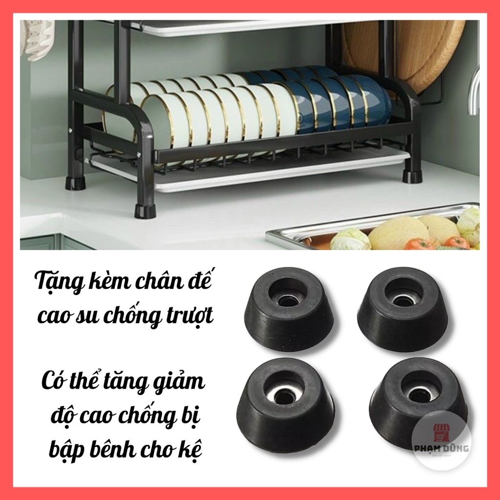 Kệ chén 3 tầng đa năng có khay thoát nước , kệ bát đĩa 3 tầng thép sơn tĩnh điện cao cấp