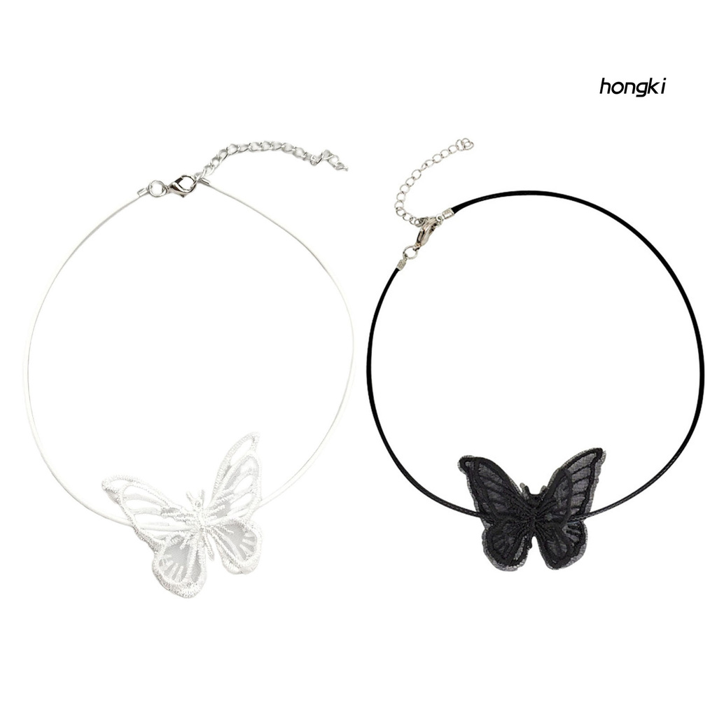 Vòng cổ mặt hình bướm phối ren thời trang xinh xắn cho nữ