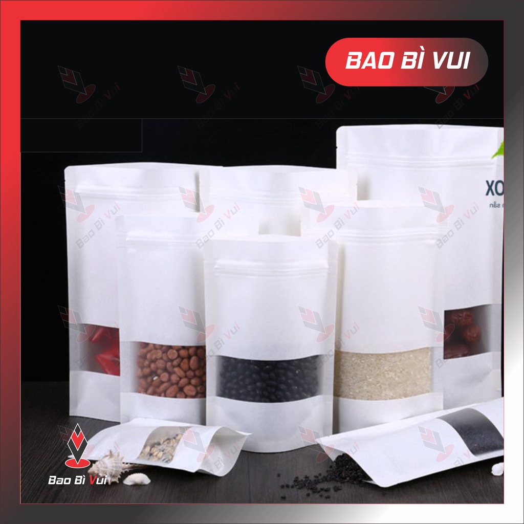 Túi zip cửa sổ tràn trắng sữa MPET cao cấp, BAO BÌ VUI