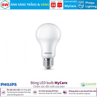 Bóng philips ledbulb mycare 8w 6500k/3000k a60 e27
