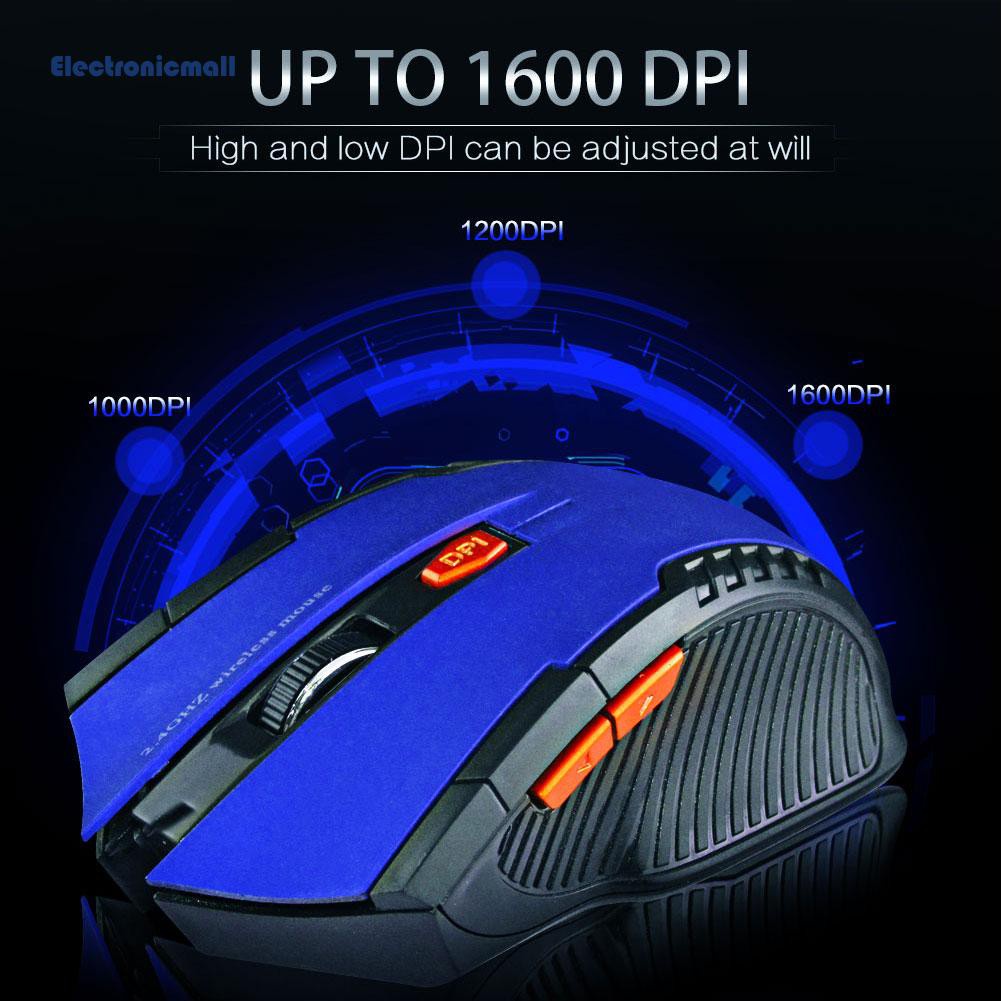 ElectronicMall01 2.4GHz Wireless Mice with USB Receiver Gamer 1600DPI Mouse for Computer Laptop