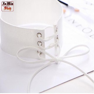Vòng choker da bản to XM21 Màu Trắng