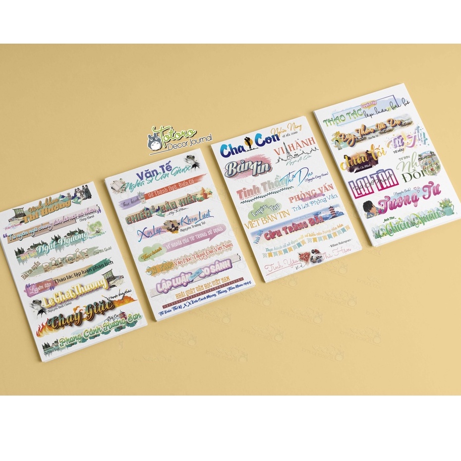 Tựa đề văn học lớp 11, sét 77 miếng sticker 9 tấm