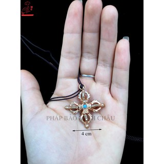 Mặt đeo chày kim cang kép Nepal 4cm tráng bạc