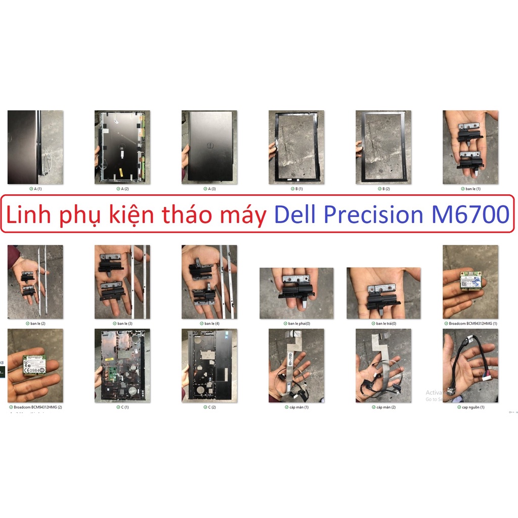 Linh phụ kiện tháo máy laptop Dell Precision M6700 E A Bản lề fan tản cpu loa công tắc wifi cáp phím audio sound all