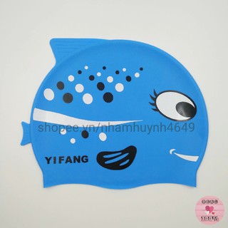 Nón bơi - Mũ bơi trẻ em YIFANG hình cá chất liệu silicone mỏng dẻo hàng chất - Hình thật 100%