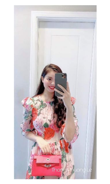 Vải tơ hoa hồng