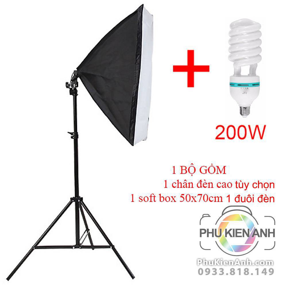 Bộ đèn combo Chân đèn + Softbox 1 đuôi đèn + 1 Led quay phim, livestream, chụp ảnh