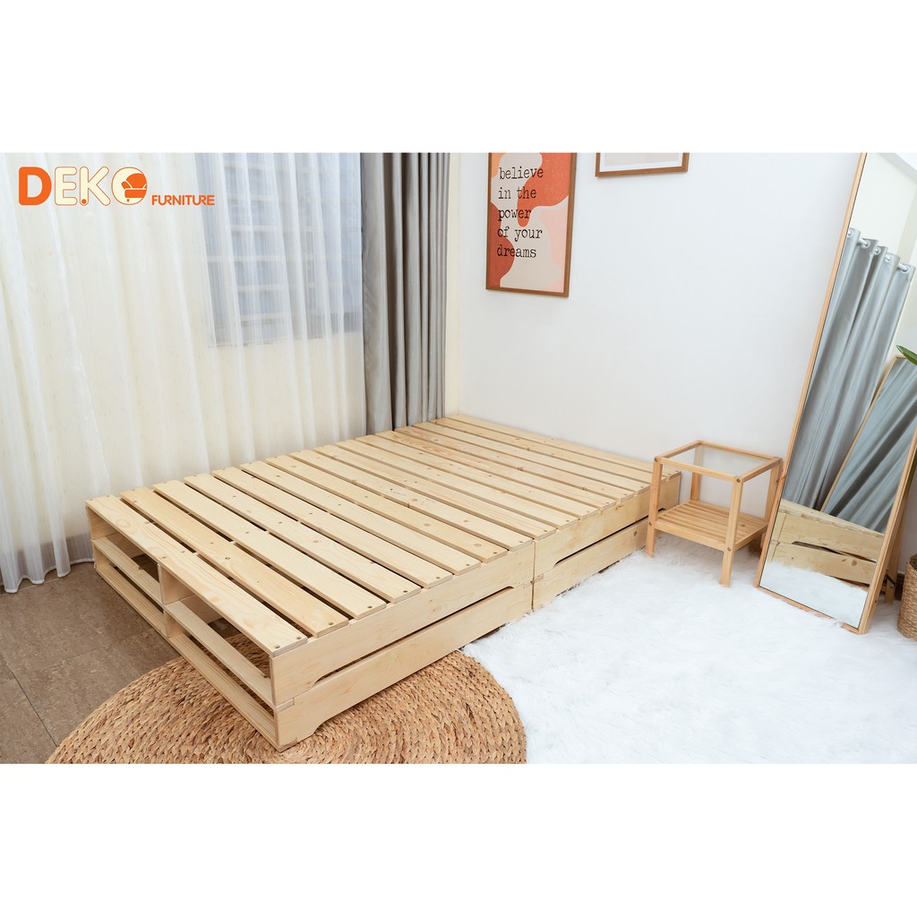 Giường pallet gỗ cao cấp 2 tầng 30cm DEKO