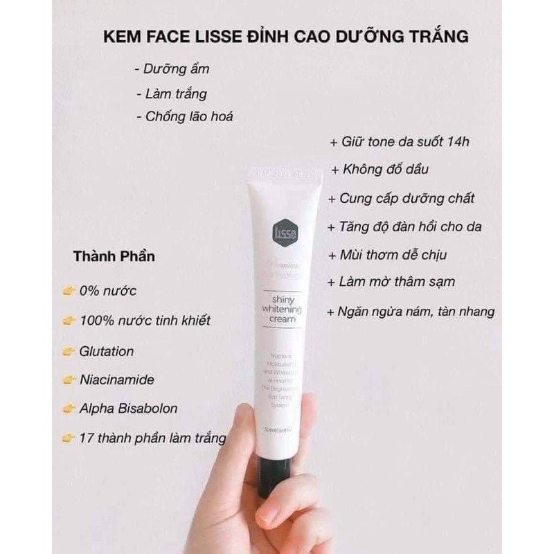 Kem Lisse nâng tone siêu trắng tự nhiên ngăn ngừa sạm nám tàn nhang