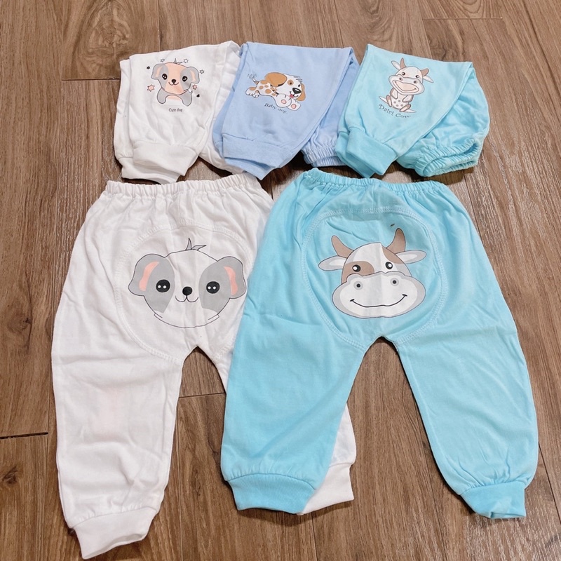 Quần sơ sinh in mông hình thú cotton