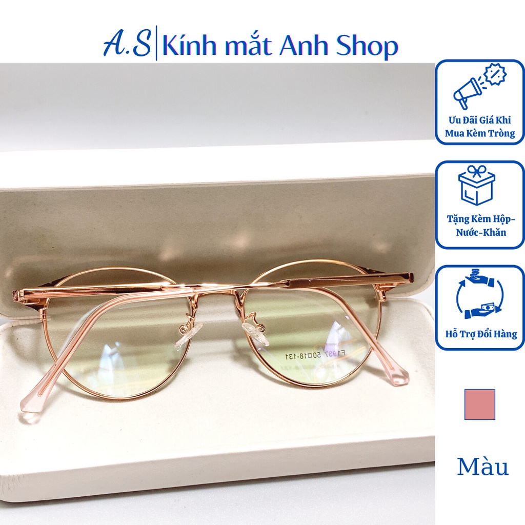 Gọng kính tròn thời trang nữ giới kiểu dáng tròn dễ thương chất liệu kim loại 1937