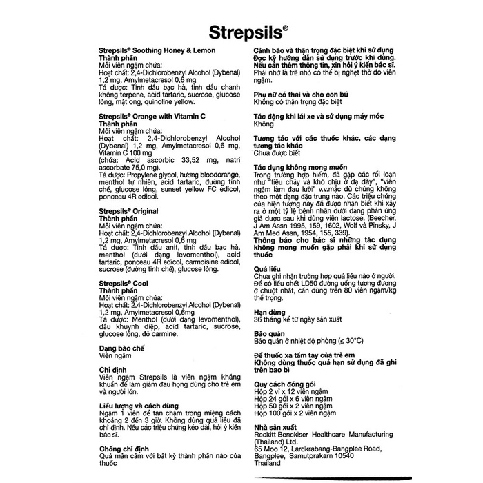 Kẹo ngậm viêm họng Strepsil