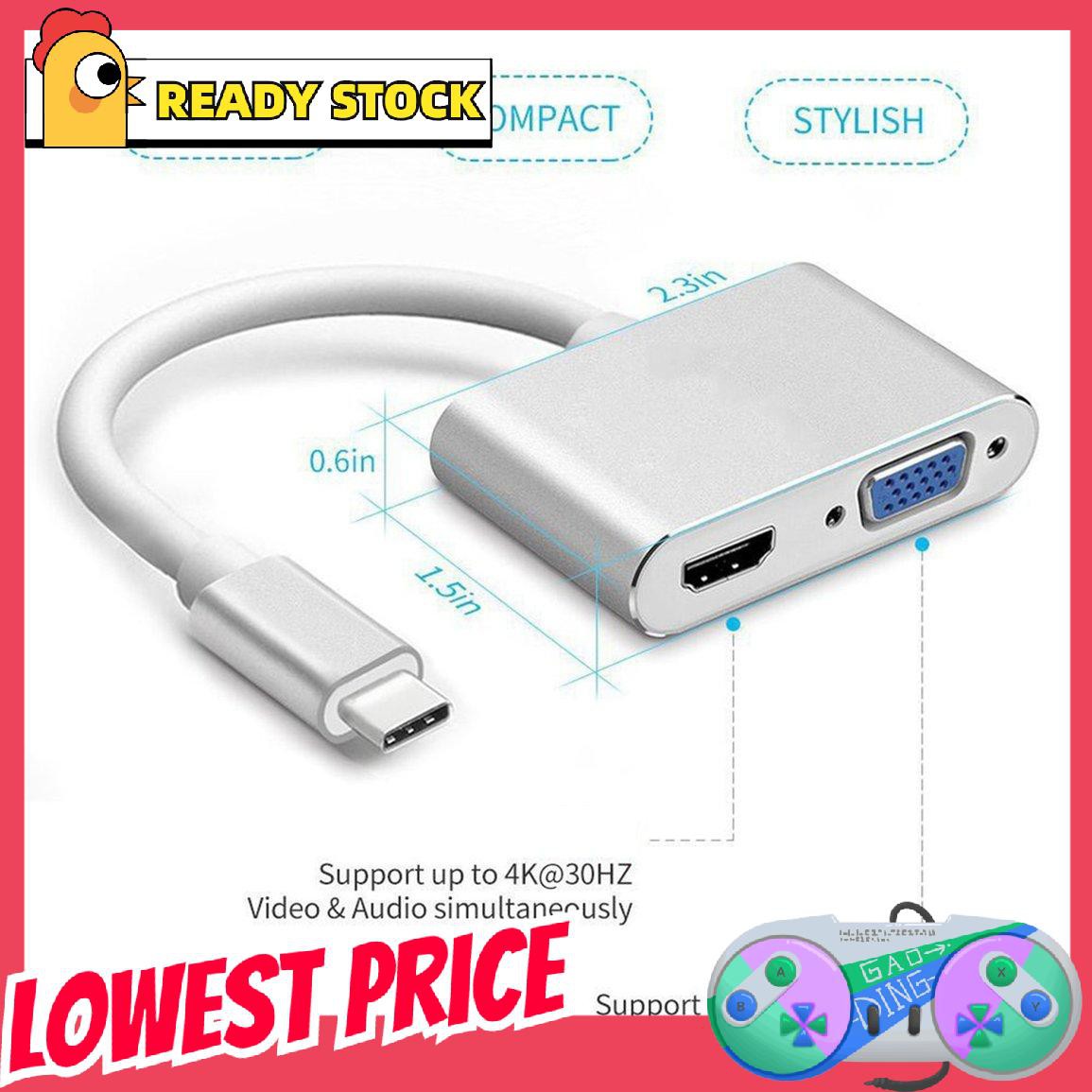 [lovely] Type-c 2-in-1 cable TYPE C TO HDMI cables VGA 4K * 2K USB 3.1 to HDMI lines VGA practical portable line