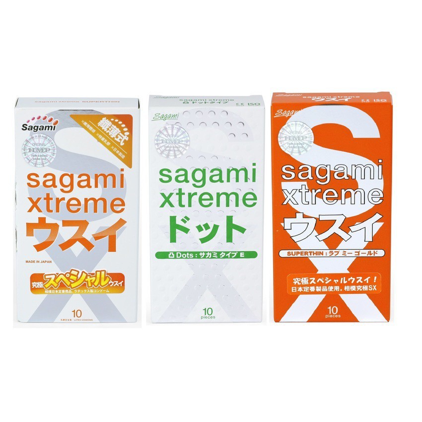 Combo 03 Hộp Bao Cao Su SAGAMI Xtreme Gân Gai, Siêu mỏng, ôm sát - 30 chiếc