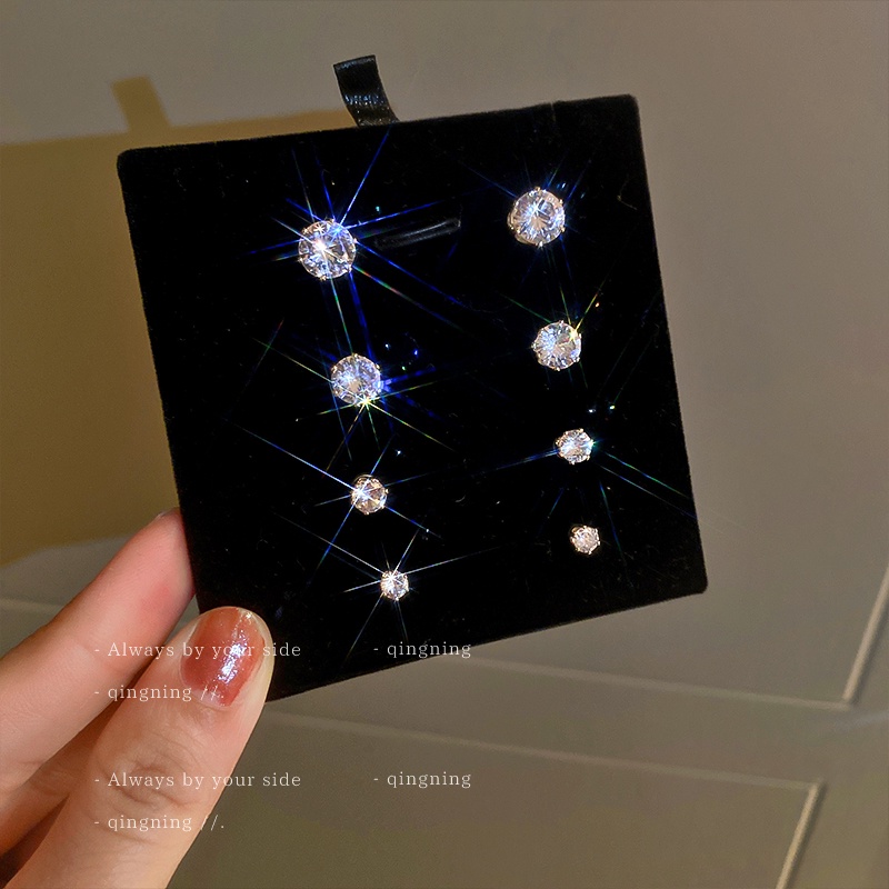 DREJEW Khuyên tai nhỏ dạng kẹp đính đá zircon không xỏ lỗ phong cách thời trang cá tính cho nữ