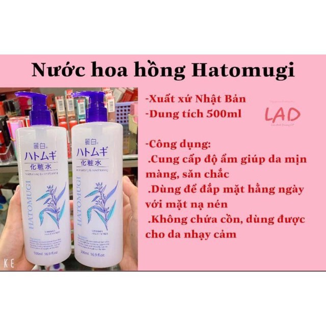 [FreeShip – hàng Auth] Nước hoa hồng Ý Dĩ Naturie Hatomugi Skin Conditioner Nhật 500ml