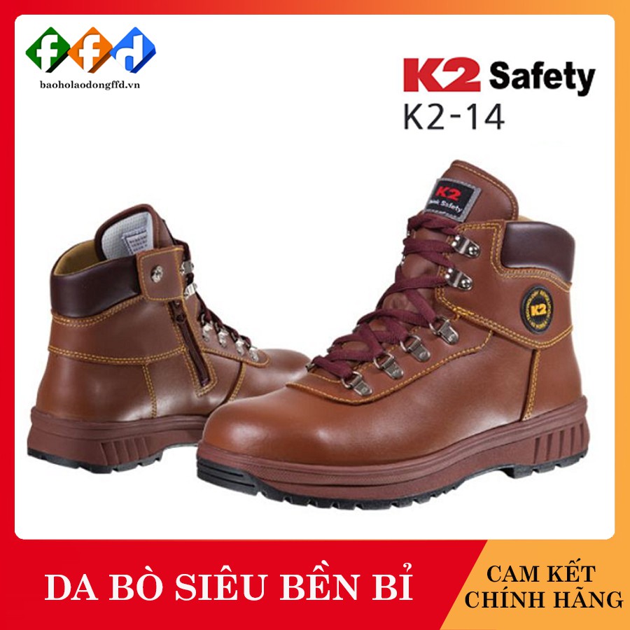 Giày bảo hộ K2-14 Giày bảo hộ lao động Hàn Quốc da bò thật chống nước,chống nứt gãy,độ bền cao,chính hãng K2 SAFETY