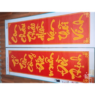 Tranh gắn đá thành phẩm câu đối đỏ treo tết
