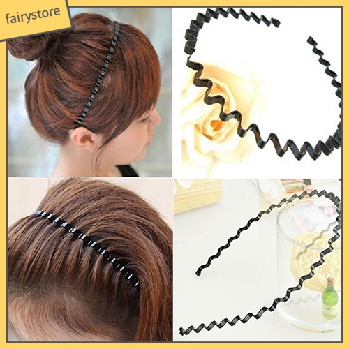 Băng Đô Cài Tóc Đen Gợn Sóng Thời Trang Cho Nam Nữ
