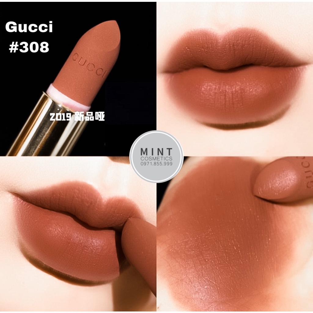 Son Gucci Rouge À Lèvres Matte Lipstick 3.5G, Gucci Rouge de Beauté Brillant Glow &amp; Care Shine Full Size Chính hãng