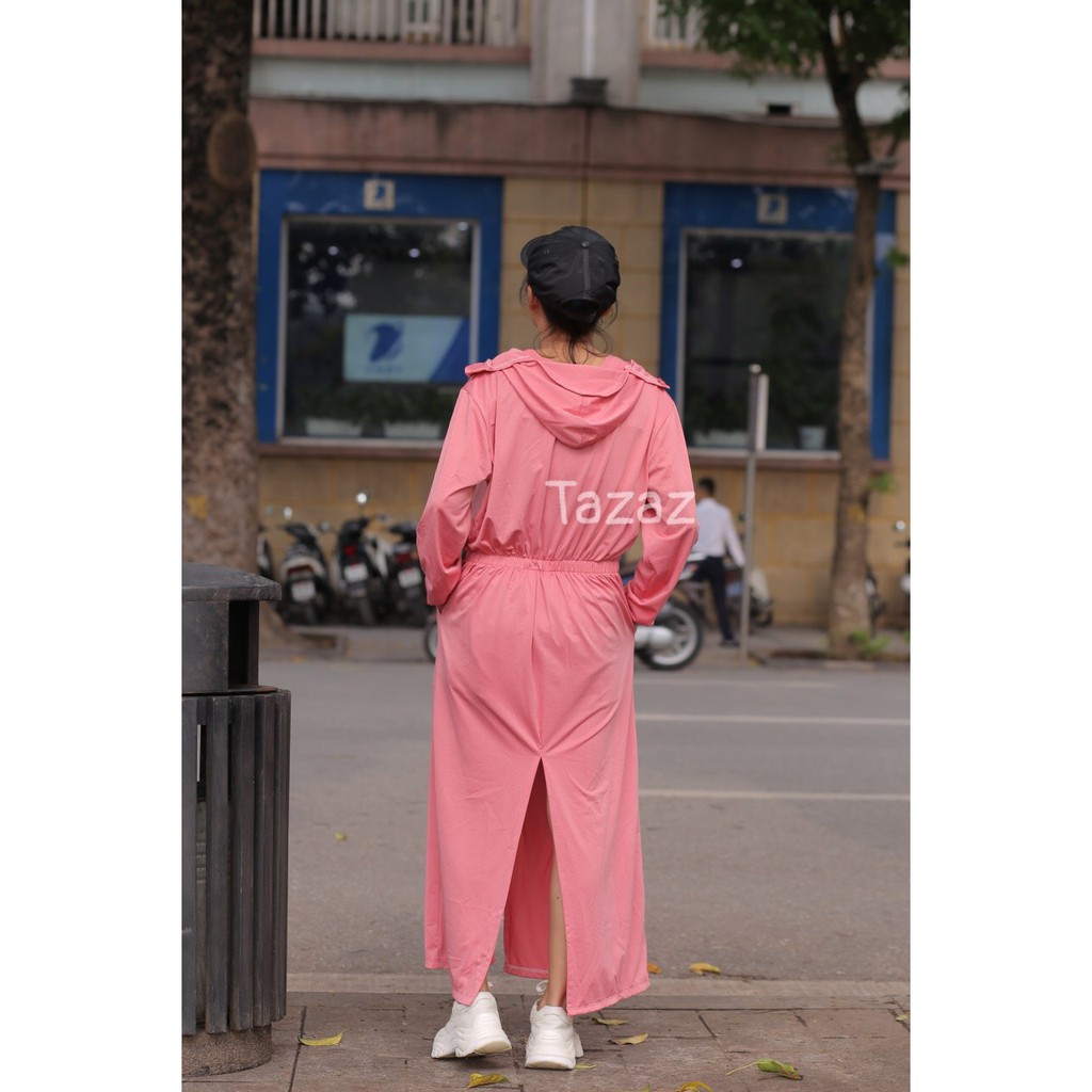 Áo chống nắng dài nữ toàn thân xuất nhật vải thun lạnh nhật dạng hạt mềm, mát, chống uv,hai túi ngoài có khóa kéo TZ02 | BigBuy360 - bigbuy360.vn