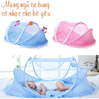 Mùng Màn Chụp Tự Bung Phát Nhạc Tặng Gối Và Nệm Mỏng Cho Bé