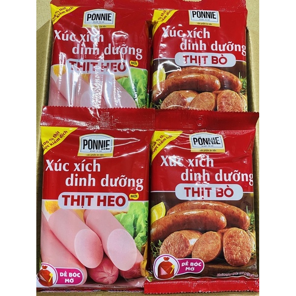 [NOWSHIP] Xúc Xích Dinh Dưỡng Ponnie Heo/Bò Gói 5 cây (175g)