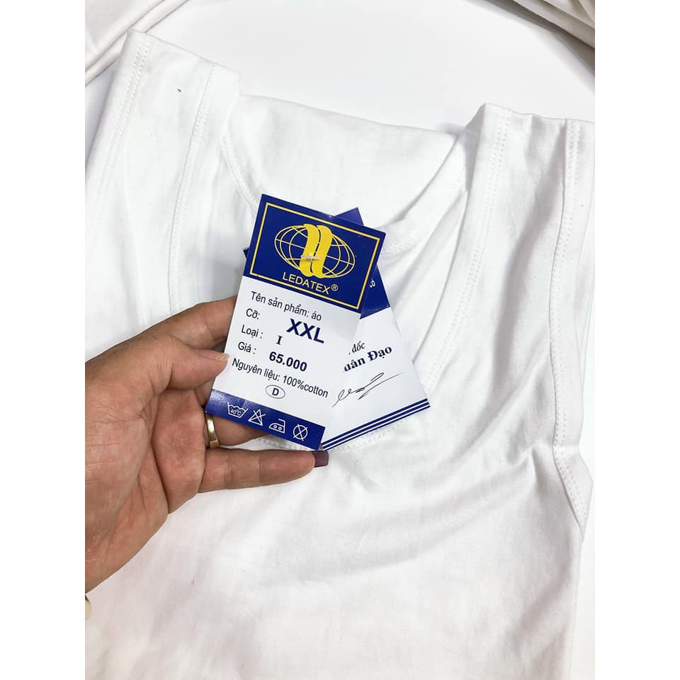 Áo lót nam có tay 100% cotton trắng LEDATEX siêu rẻ, siêu đẹp (giá bao bì 65k)