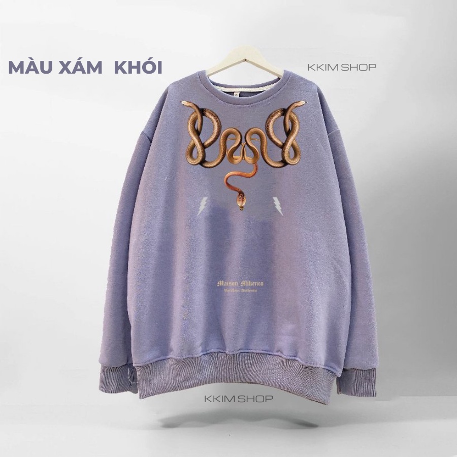 Áo Nỉ SWEATER MIKENCO Cobra Họa Tiết Rắn, Áo Nỉ Dài Tay Form Rộng Oversize Unisex Nam Nữ, Chất Nỉ dày dặn cao cấp