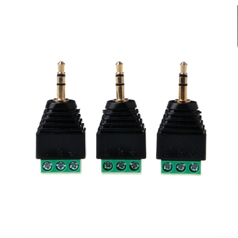 3 Đầu chuyển đổi âm thanh nổi Video AV Balun 3.5mm 1/8 " sang đầu nối 3 vít AV