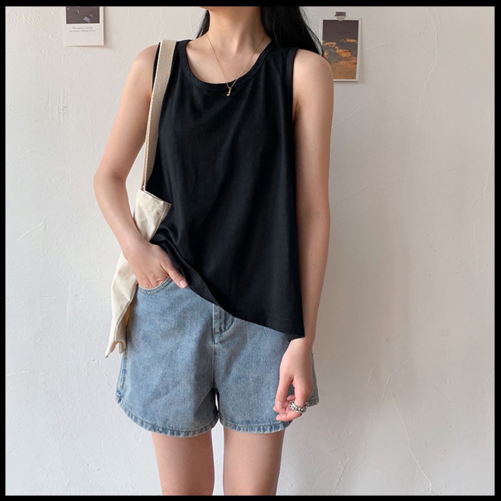 Áo thun ba lỗ from rộng BIGSIZE sát nách màu trắng / màu đen CRA049