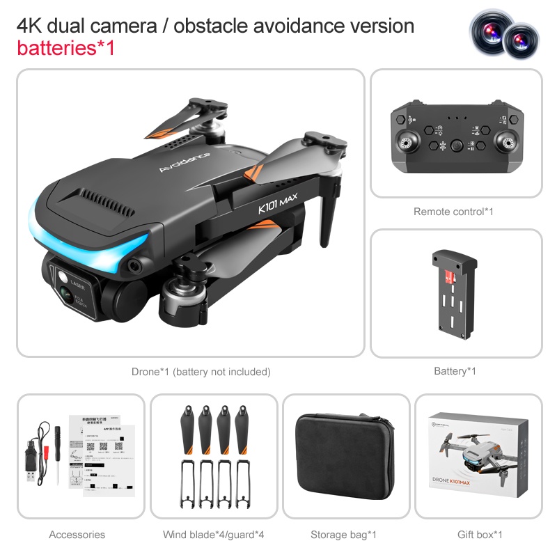 Flycam K101 MAX mới 2 camera 4K trang bị cảm biến chống va chạm ✔flycam mini giá rẻ cao cấp -d | BigBuy360 - bigbuy360.vn