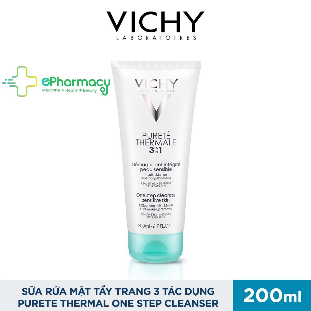 Sữa rửa mặt Vichy Purete Thermal 3 in 1 One Step Cleanser Sensitive Skin And Eyes-Sữa  rửa mặt tẩy trang 3 in 1 Vichy