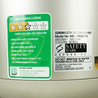 Nồi cơm điện Zojirushi NS-RNQ18 1.8L