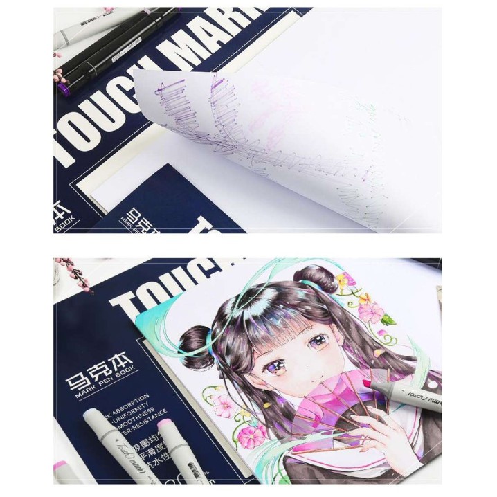 Giấy vẽ màu marker Touch Mark size B5 230x170mm 120gsm gồm 30 tờ chuyên vẽ tranh anime, manga, thiết kế thời trang
