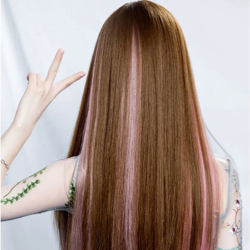 Bộ Tóc Giả Thẳng Dài 50CM 10 Màu Làm Từ Sợi Tổng Hợp Tiện Dụng