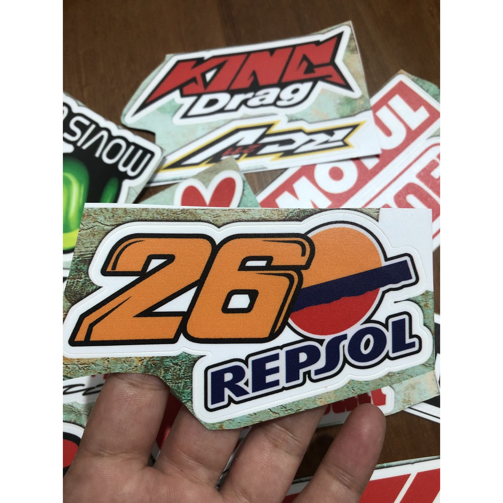 Tx20-Opt2 : 20 tem decal dán trang trí xe logo king drag redbull ok movítar gopro 46 the doctor t2 racing akrapov NT 22